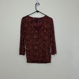 LUCKY BRAND (LIVE IN LOVE) SOFT/COMFY BOHO TOP WITH BOTTOM STRETCH HEMLINE BAND